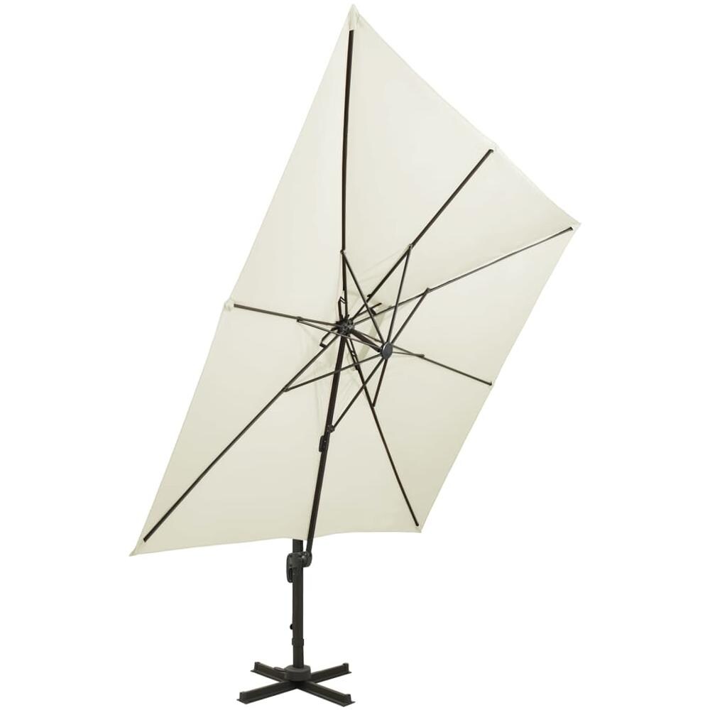 Ombrellone a Sbalzo con Doppia Copertura 300x300 cm Sabbia - Foto 3