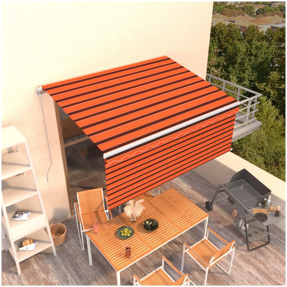 Tenda Retrattile Manuale Parasole 3,5x2,5 M Arancio Marrone - Foto 1