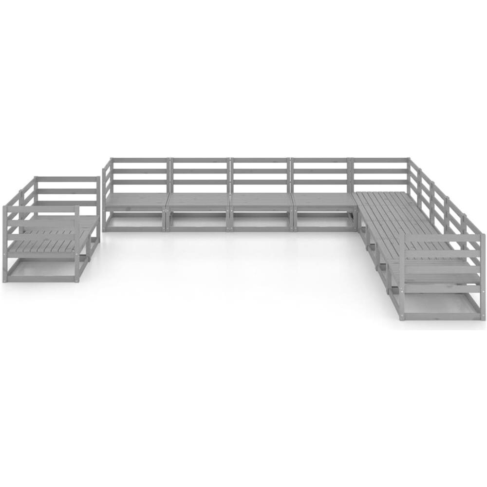 Set Divani Da Giardino 11 Pz Grigio In Legno Massello Di Pino - Foto 2