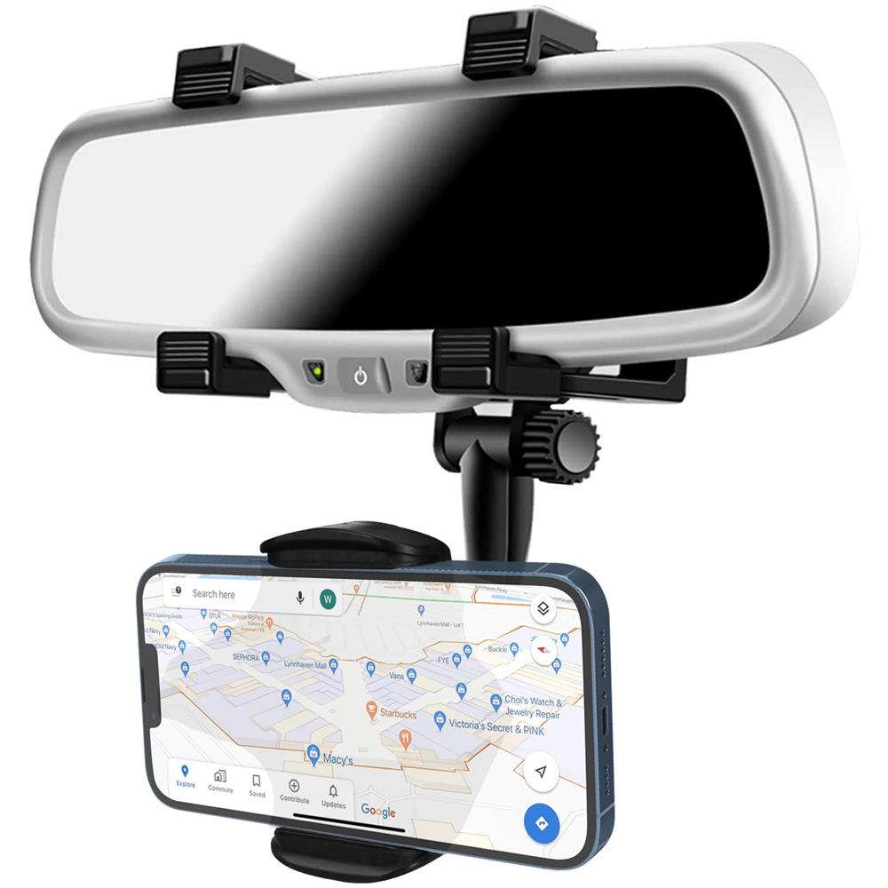 Supporto Auto Per Smartphone Fissaggio Retrovisore Ruotabile 360° Nero - Foto 1