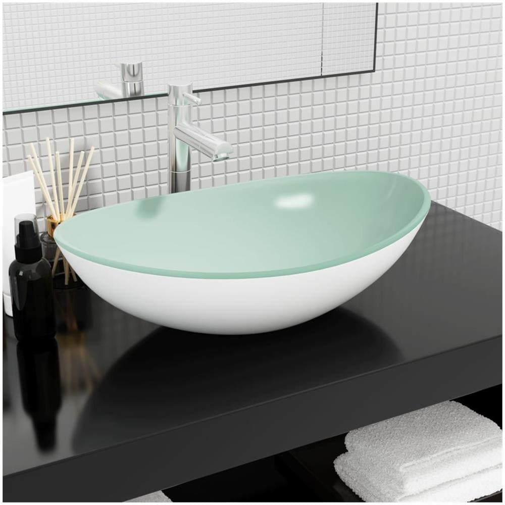 Lavandino In Vetro Temperato 54,5x35x15,5 Cm Bianco - Foto 1