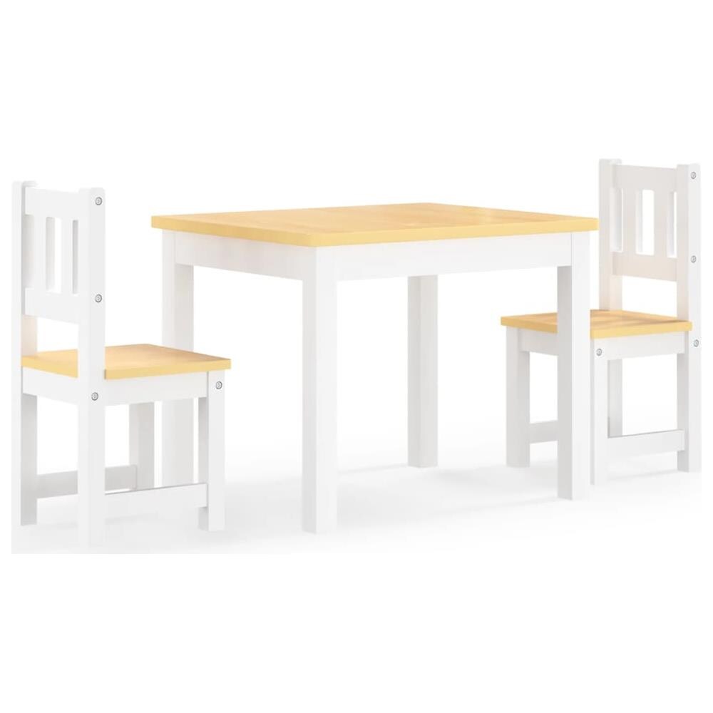 Set Tavolo E Sedie Per Bambini 3 Pezzi Bianco E Beige In Mdf - Foto 2