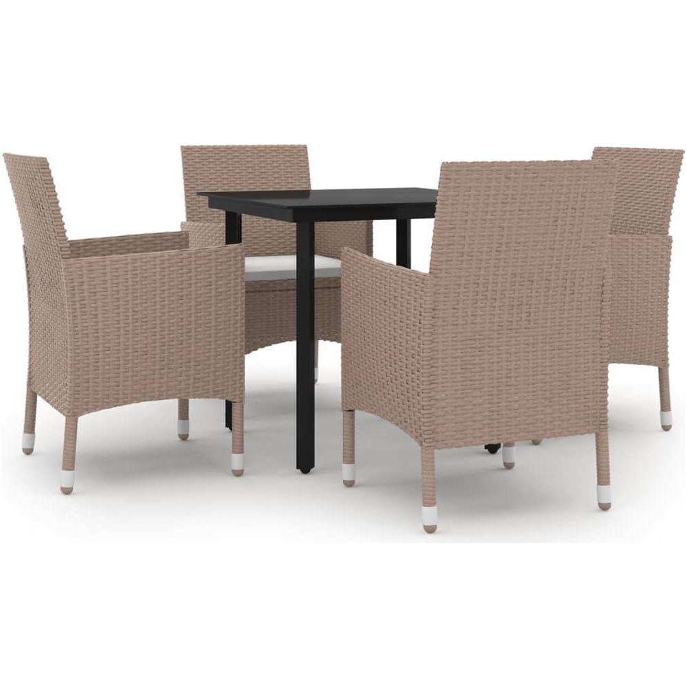 Set Da Pranzo Da Giardino 5 Pz E Cuscini In Polyrattan Nero - Foto 2