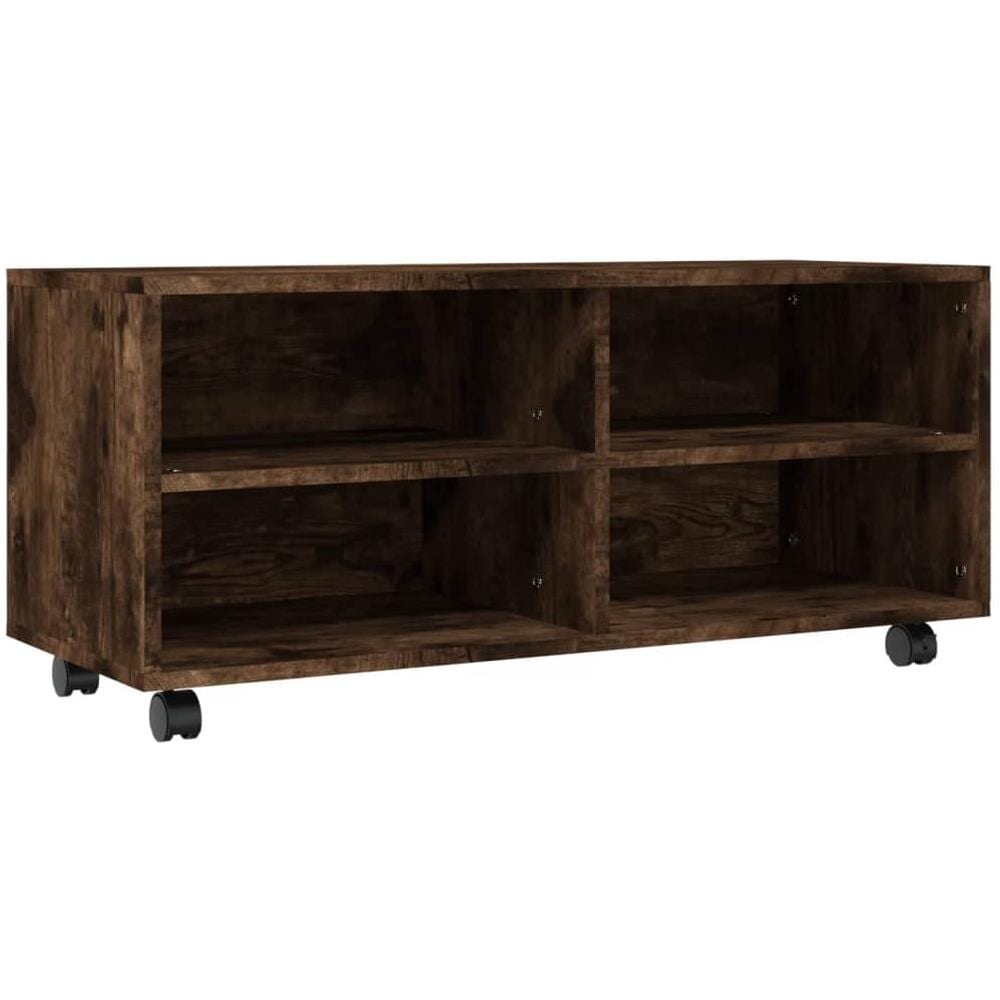Mobile Tv Con Ruote Rovere Fumo 90x35x35cm In Legno Multistrato - Foto 2