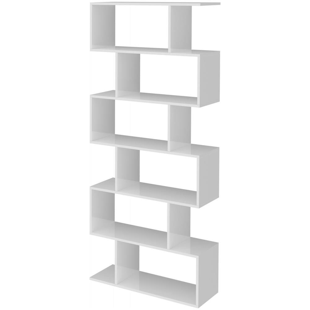 Libreria Lucio, Mobile Con Ripiani, Biblioteca Da Ufficio, 100% Made In Italy, Cm 80x25h192, Bianco Lucido - Foto 2