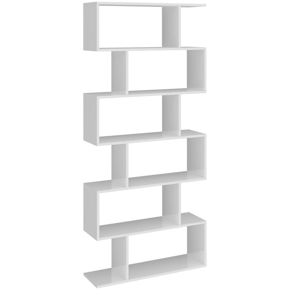 Libreria Lucio, Mobile Con Ripiani, Biblioteca Da Ufficio, 100% Made In Italy, Cm 80x25h192, Bianco Lucido - Foto 4