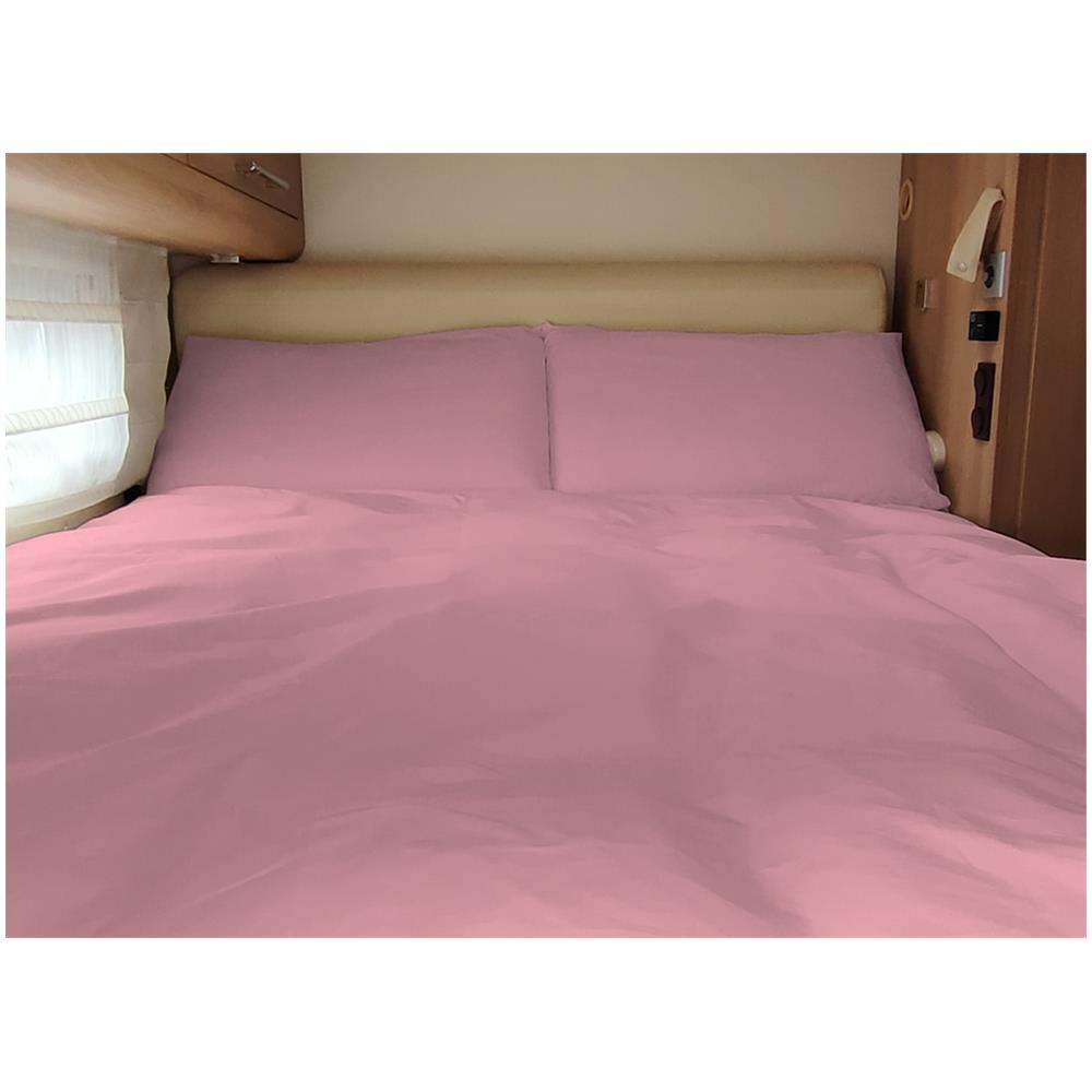 Completo Lenzuola Camper Roulotte 100% Cotone Personalizzabile Tinta Unita Singolo Rosa - Foto 1