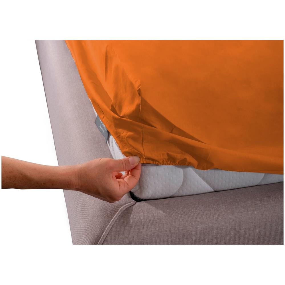 Completo Lenzuola Camper Roulotte 100% Cotone Personalizzabile Tinta Unita Singolo Arancio - Foto 2