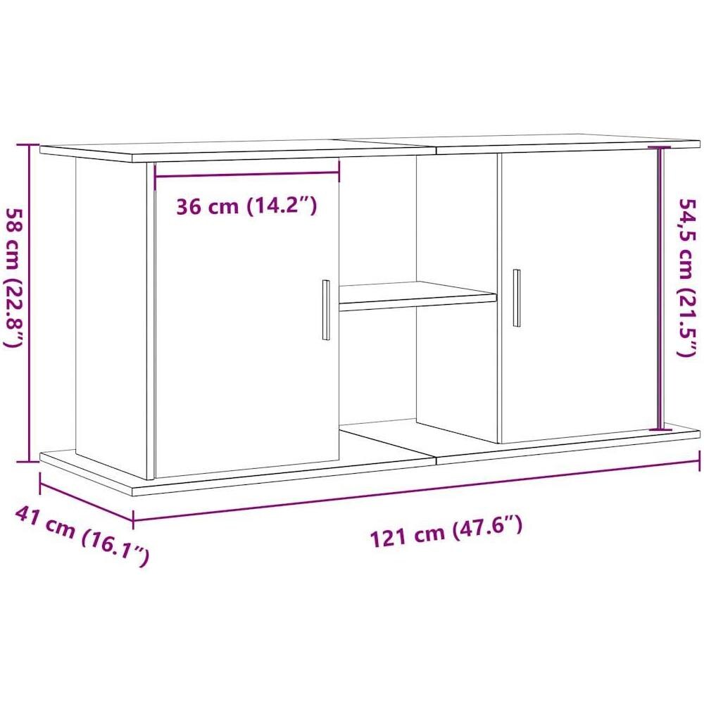 Supporto Acquario 121x41x58cm in Legno Multistrato Legno Antico - Foto 10