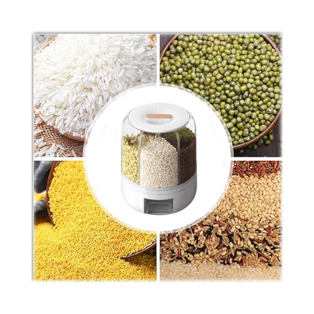 Contenitore girevole 360° per cibo, riso e cereali, limitatori grandi - Foto 2