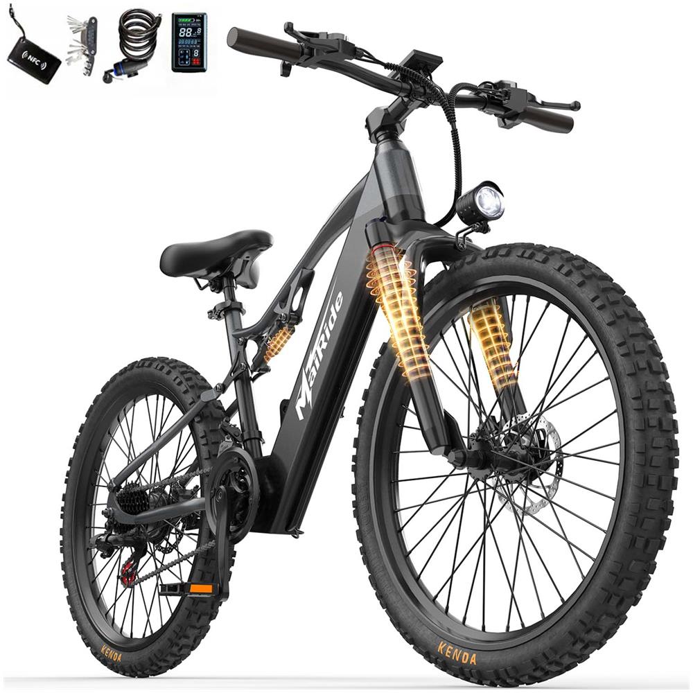 XT90 Bicicletta Elettrica MTB 26 Pollici 250 W Batteria 48 V 20 Ah Cambio 21 Velocità Grigio - Foto 1