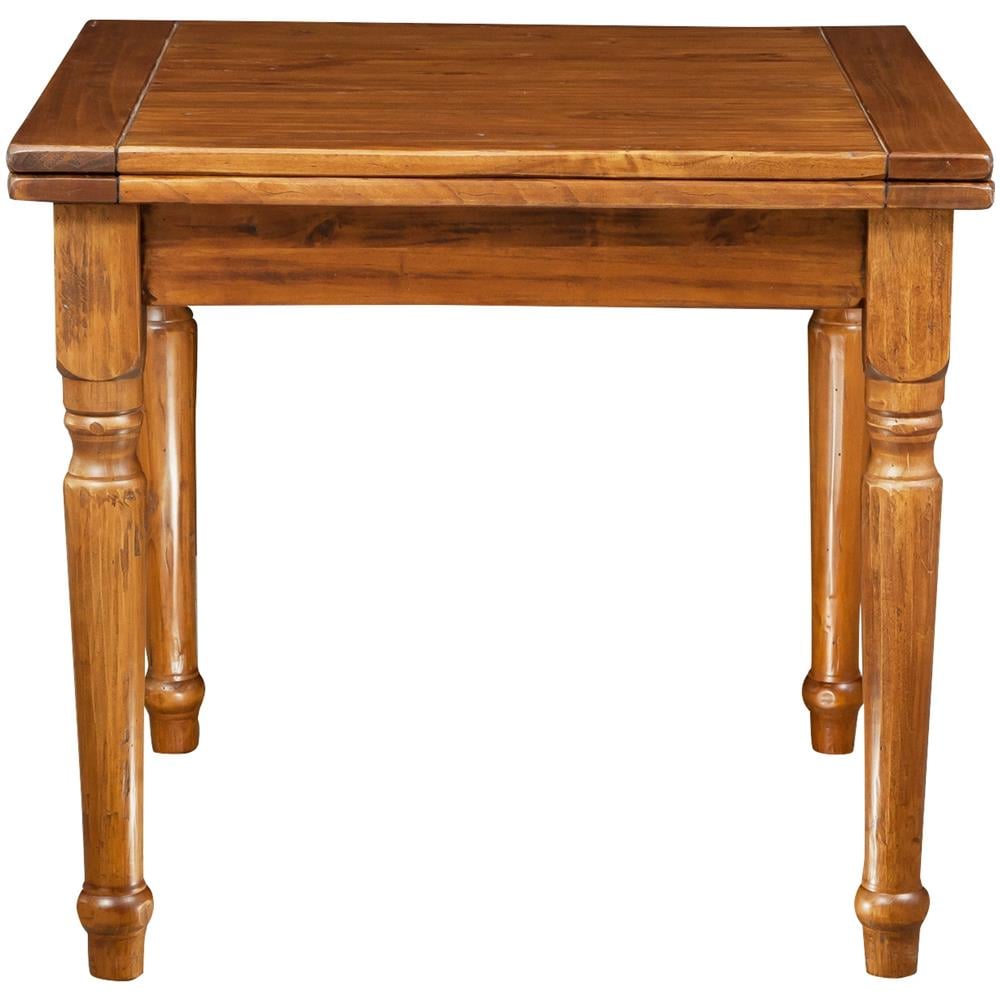 Tavolo Allungabile Country In Legno Massello Di Tiglio Finitura Noce 90x90x80 Cm - Foto 4
