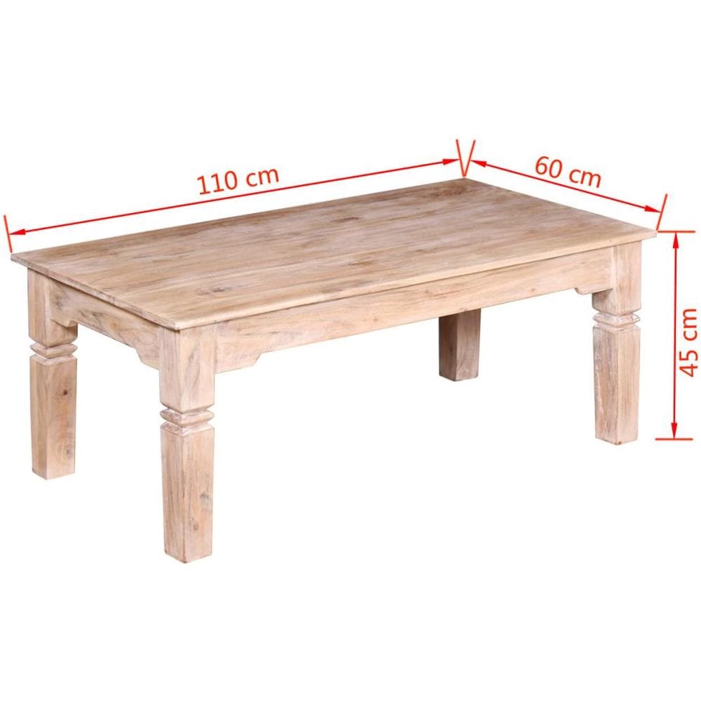 Tavolino Da Caffè In Legno Massello Di Acacia 110x60x45 Cm - Foto 16