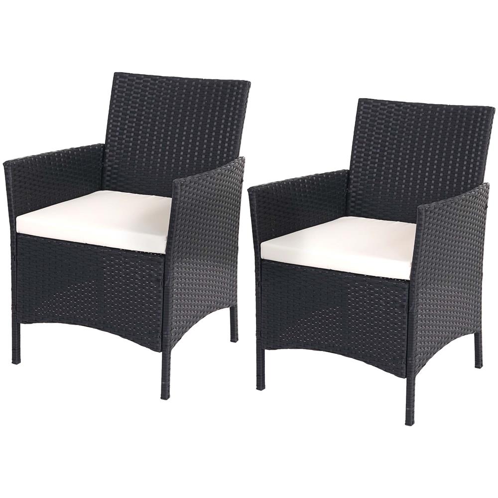Mendler Serie Halden per lesterno Set 2X poltrone 60x59x83cm polyrattan Marrone con Cuscino Avorio