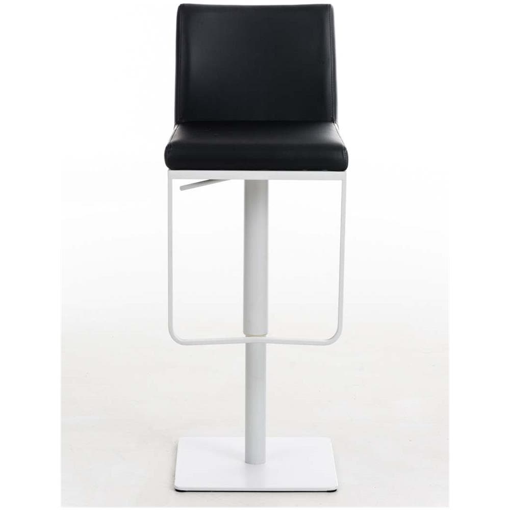 Sgabello Bar Panama in Similpelle E Metallo I Sgabello Alto Girevole E Regolabile 58-82 CM I Sedia Cucina Moderna Nero Metallo Bianco Opaco - Foto 2