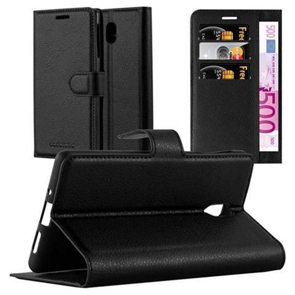 Custodia Compatibile Con Nokia 3 In Nero Carbone - Coperchio Protettiva Con Chiusura Magnetica, Funzione Stand E Tasca Per Le Carte - Foto 1