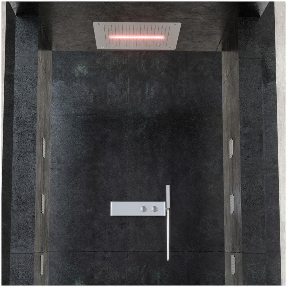 Soffione Doccia Led A Soffitto Installazione Da Incasso Con Cascata Acciaio Inox Quadro - Foto 2