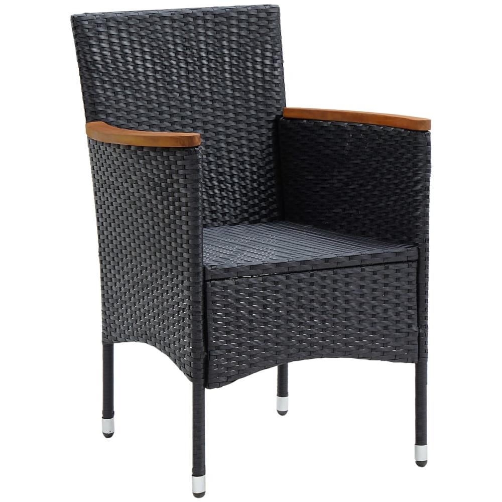 Sedie da Pranzo per Giardino 4 pz in Polyrattan Nero - Foto 2