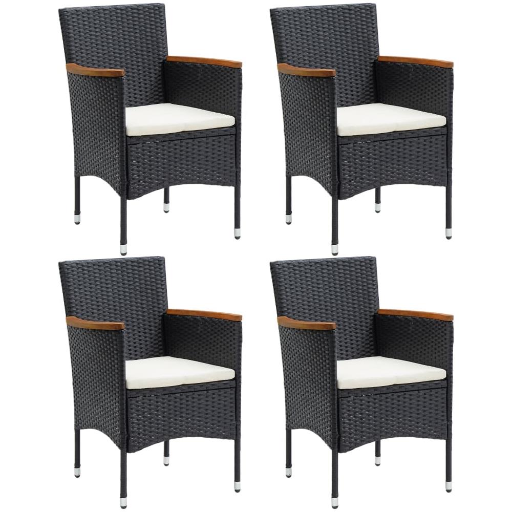 Sedie da Pranzo per Giardino 4 pz in Polyrattan Nero - Foto 1