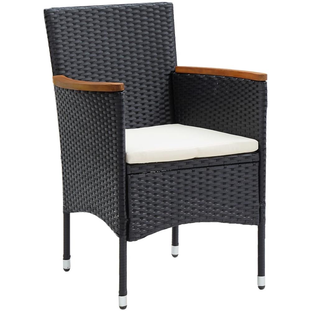Sedie da Pranzo per Giardino 4 pz in Polyrattan Nero - Foto 3