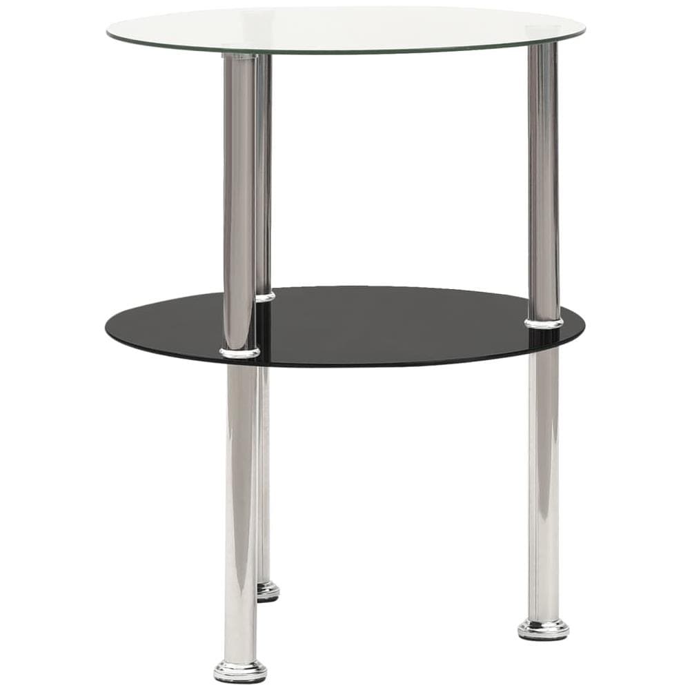 Tavolino a 2 Livelli Trasparente e Nero 38cm in Vetro Temperato - Foto 3