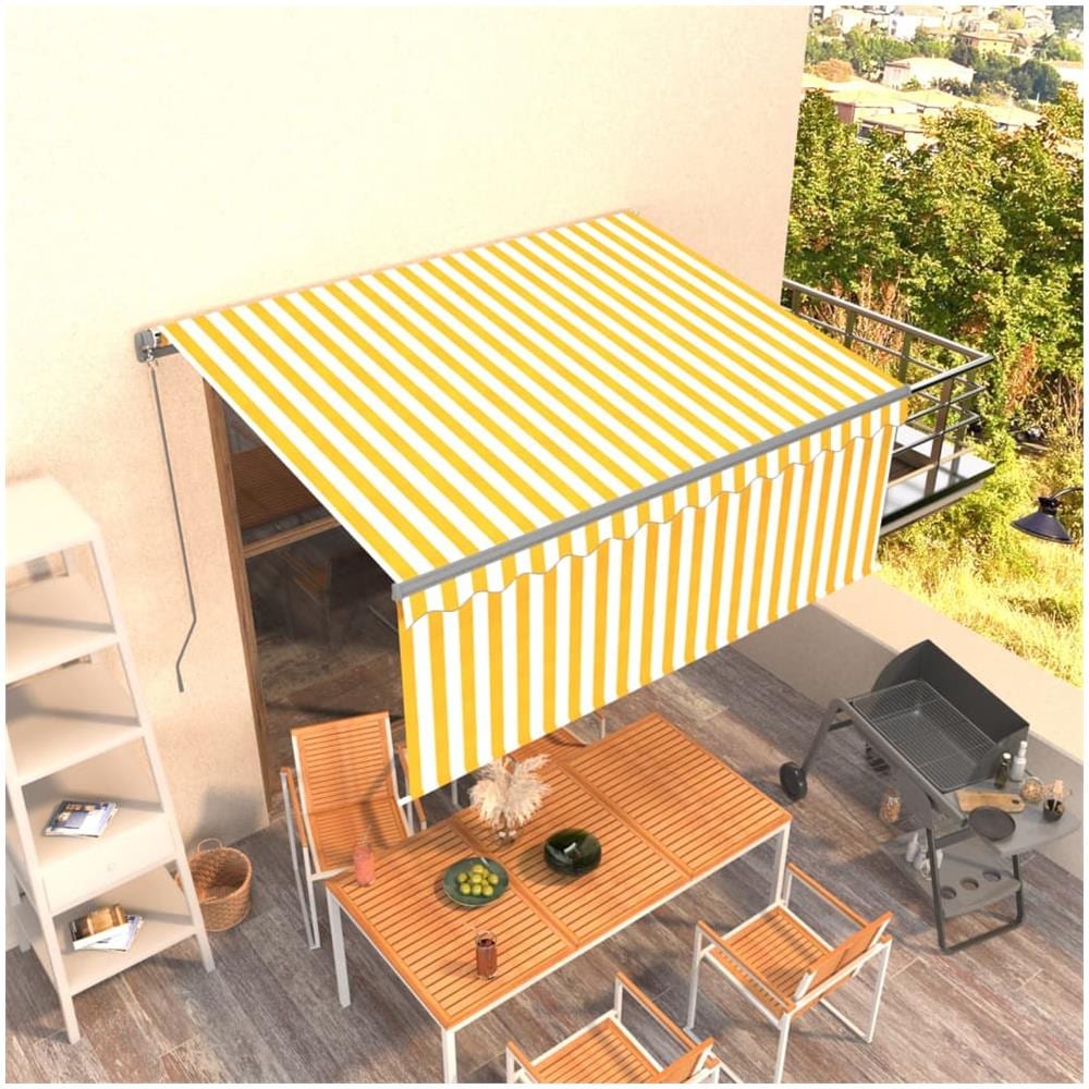 Tenda Sole Retrattile Manuale Con Parasole 3x2,5m Gialla Bianca - Foto 1
