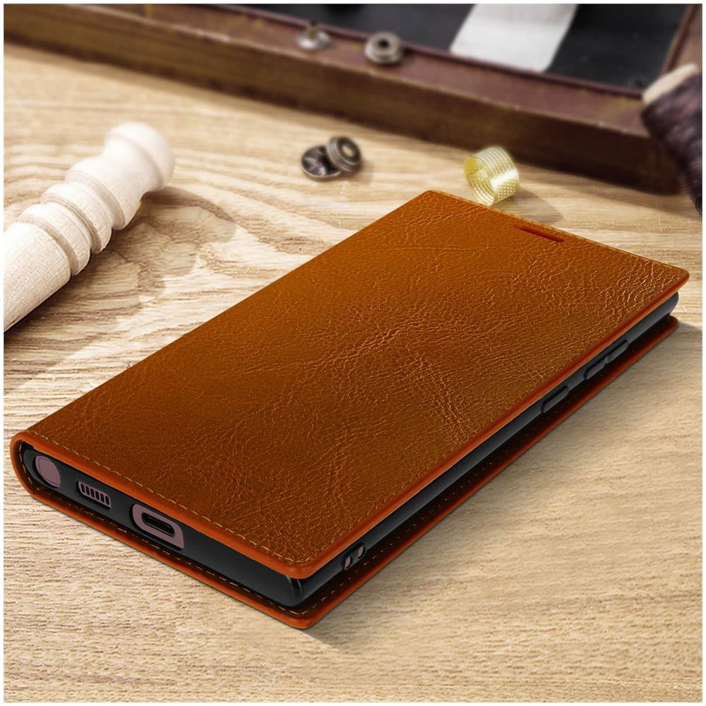 Custodia Per Galaxy S22 Ultra In Vera Pelle Con Portafoglio Marrone - Foto 5