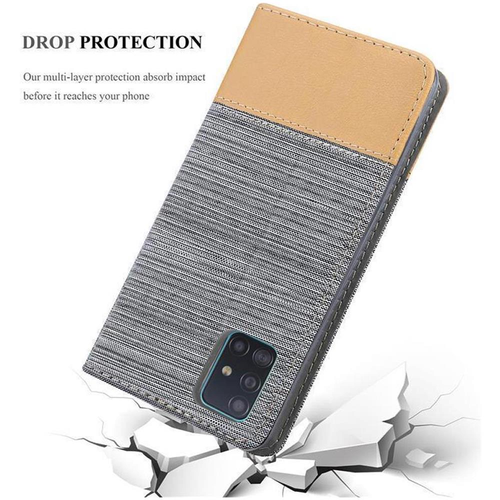 Custodia Compatibile Con Samsung Galaxy A51 5g In Grigio Chiaro Marrone - Coperchio Protettiva Con Chiusura Magnetica, Funzione Stand E Tasca Per Le Carte - Foto 8