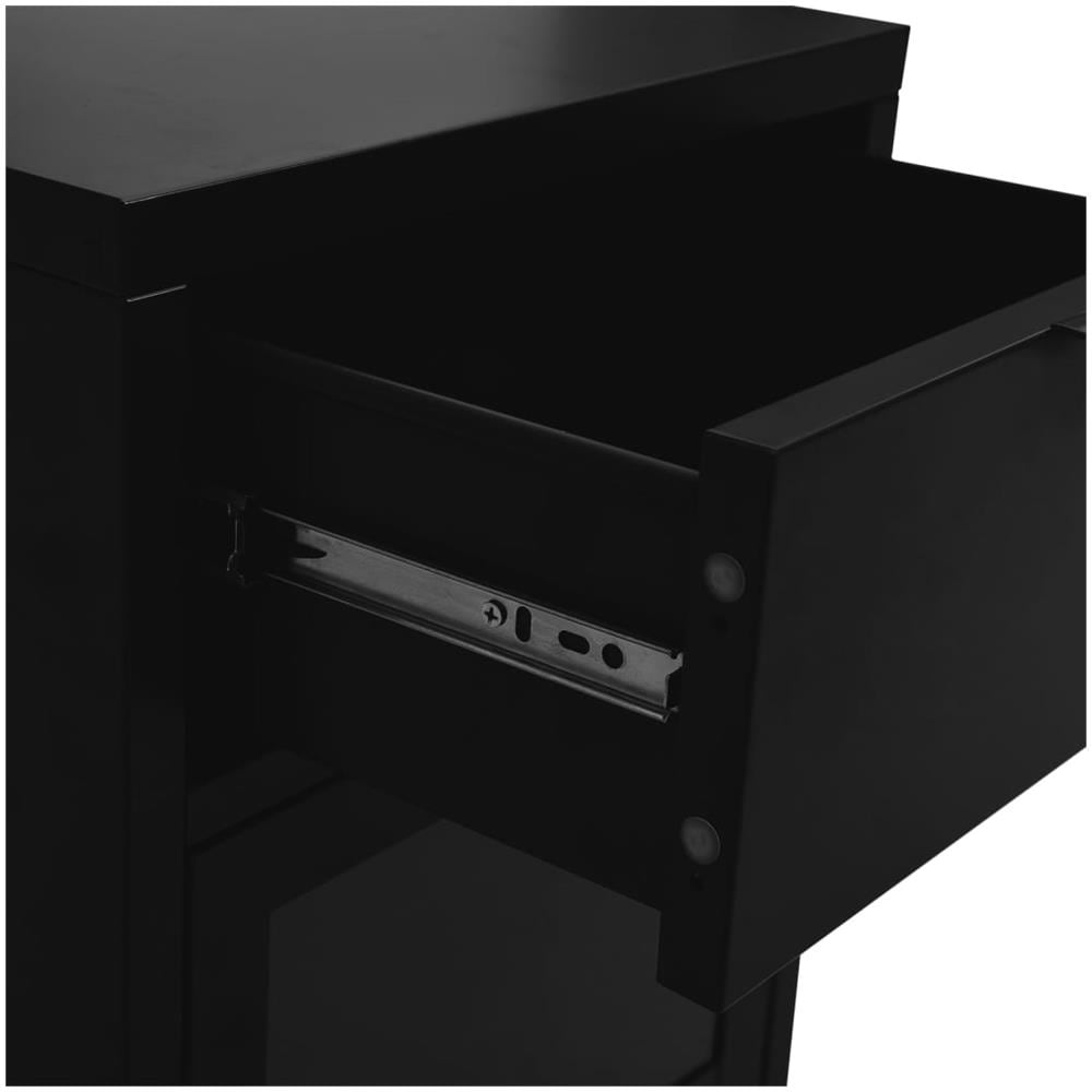 Comodini 2 Pz Neri 40x30x54,5 Cm Acciaio E Vetro - Foto 10