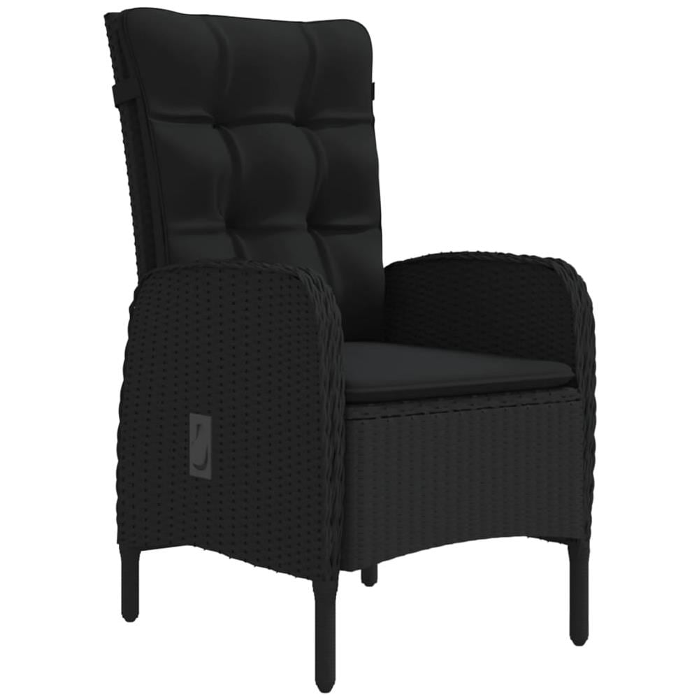 Set Mobili Da Pranzo Per Giardino 7 Pz Con Cuscini Nero - Foto 3