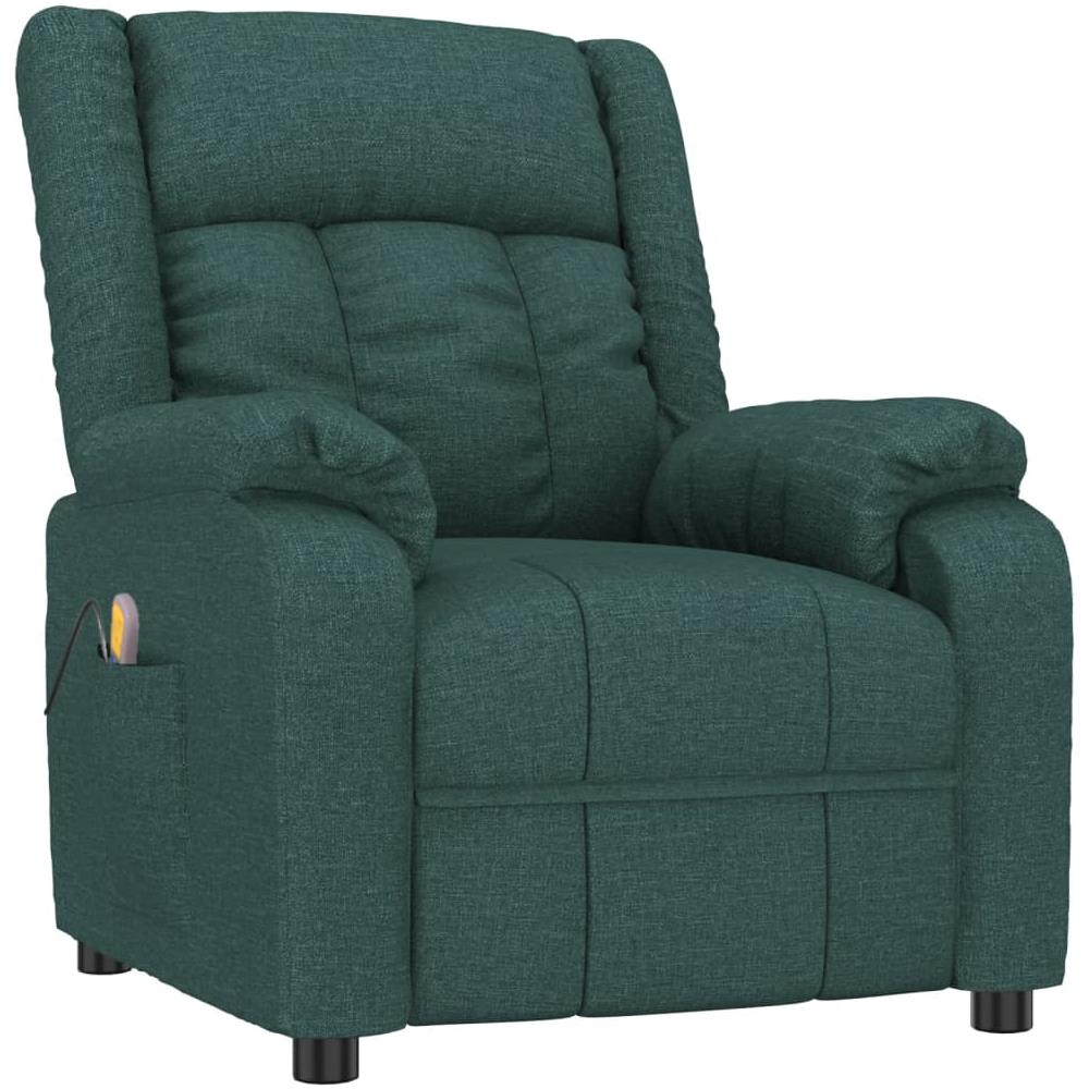 Poltrona Massaggiante Reclinabile Verde Scuro In Tessuto - Foto 1