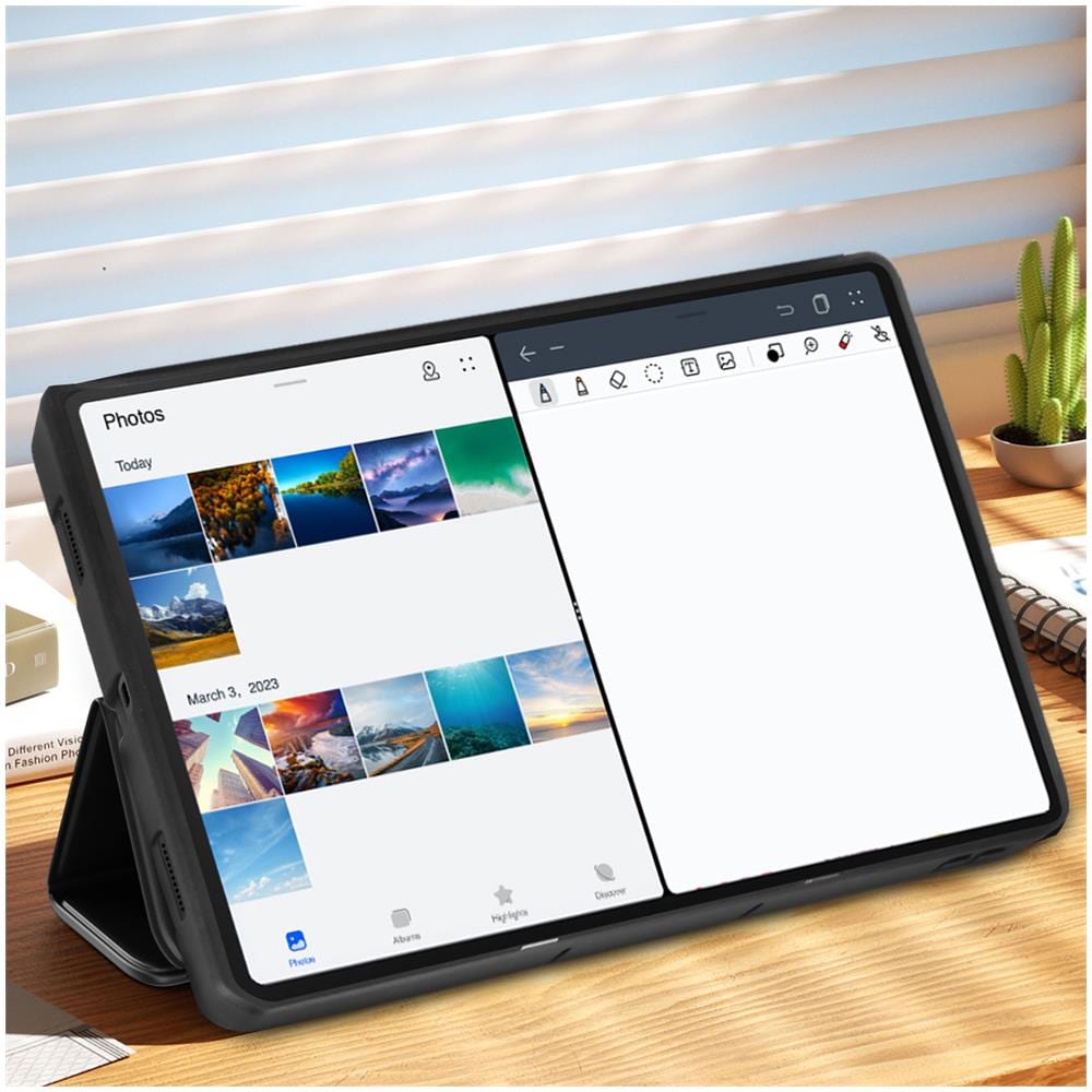 Custodia Per Lenovo Tab P12 Copertina Trifold Supporto Video E Tastiera Nera - Foto 5