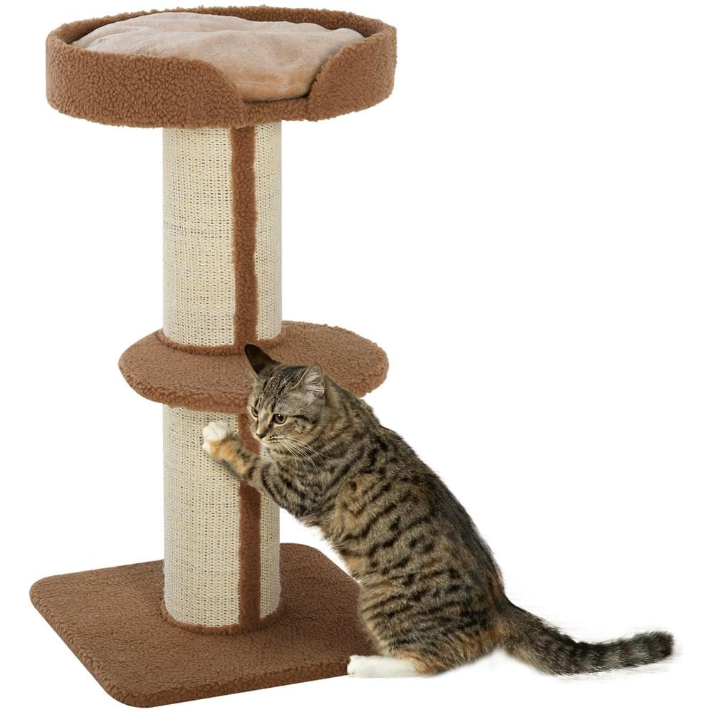 Tiragraffi ad Albero per Gatti con Cuccia, Cuscino, Rivestimento Peluche e Pali in Corda Sisal - Foto 1