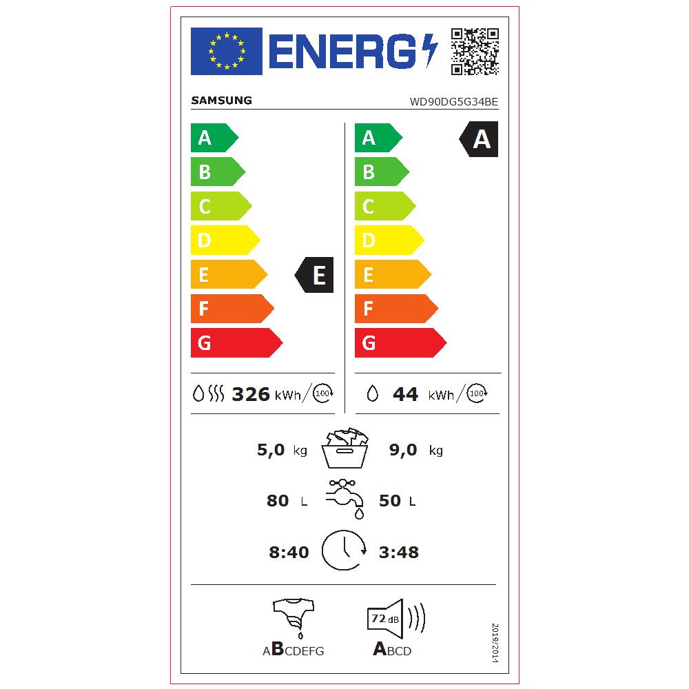 Lavasciuga WD90DG5G34BEET Crystal Clean Ecobubble Capacità Lav /Asc 9/5 Kg Classe E Centrifuga 1400 giri - Foto 2