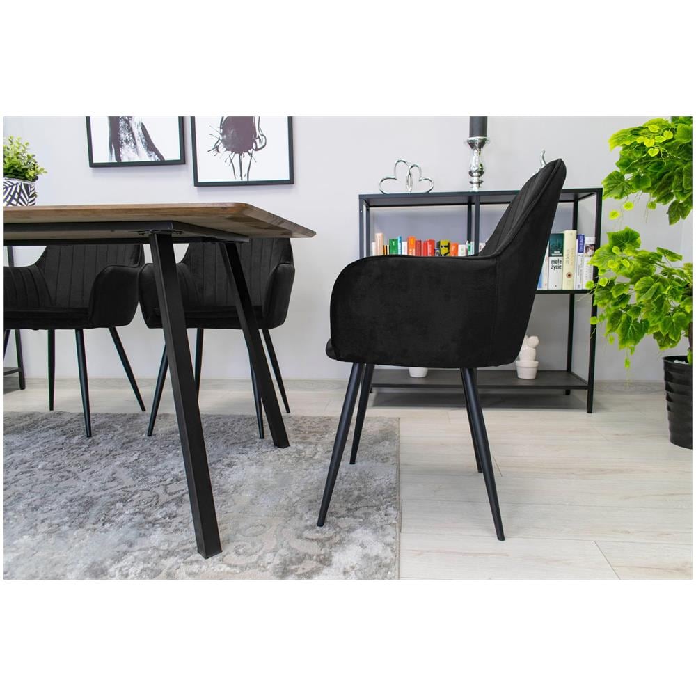 Sedia LUGO con rivestimento in velluto nero e gambe in metallo x2 - Foto 10