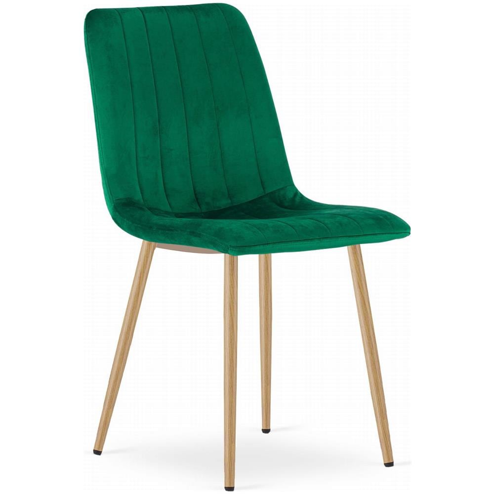 Sedia JEWA - Velluto verde scuro con gambe color legno x 3 - Foto 2