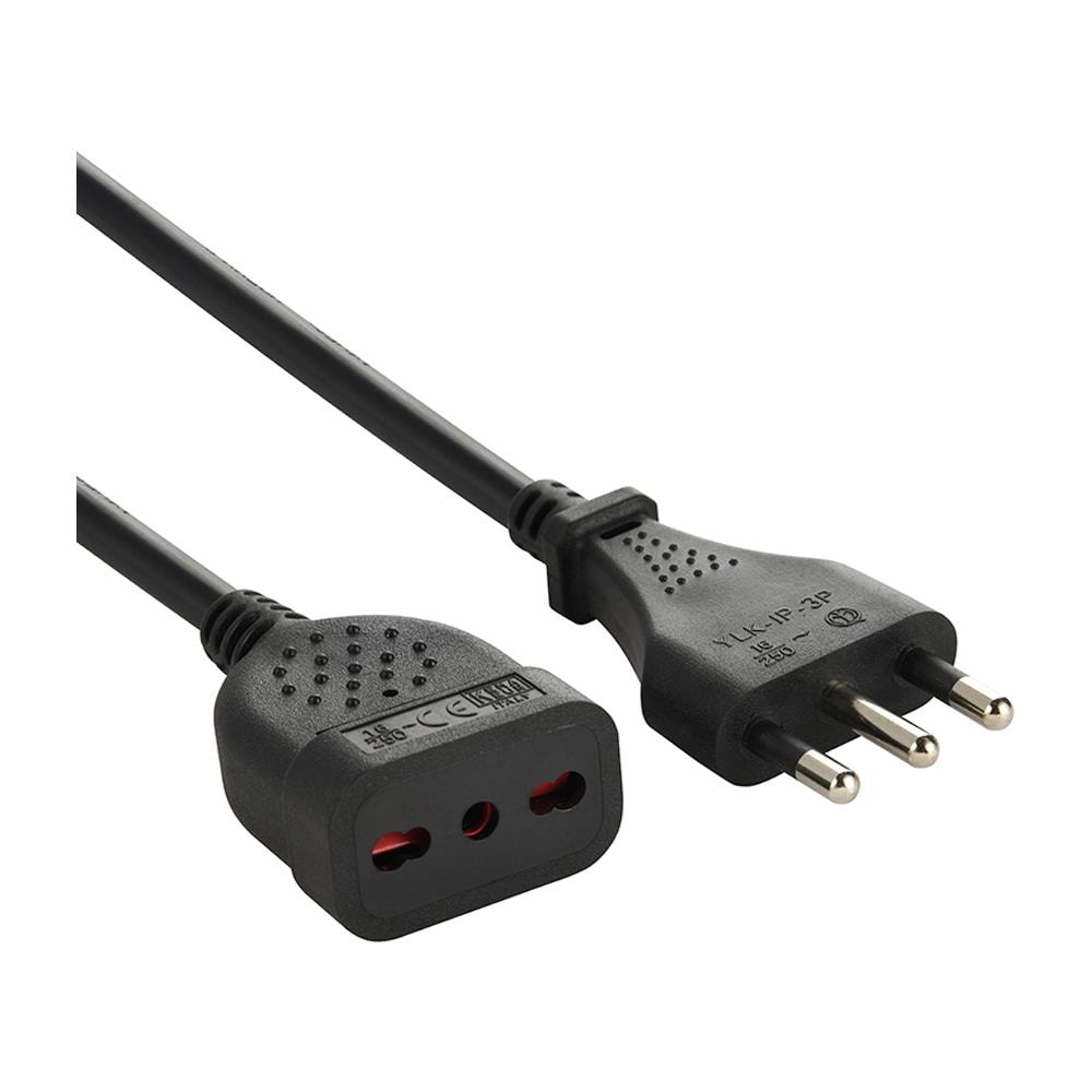 46121 Prolunga 3 Mt Spina E Presa Bivalente 10/16a, Nero - Sezione Cavo 3g1 Mm² - Foto 1