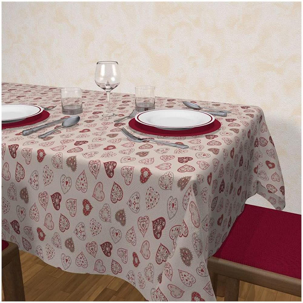 Tovaglia In Juta Resinata 140x180 Cm - Cuori - Foto 1