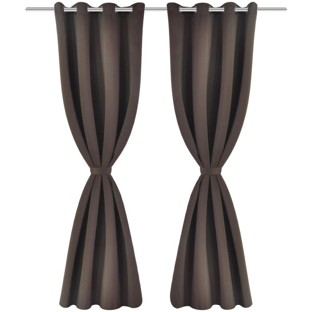 2 Pz Tende Oscuranti Con Occhielli In Metallo 135x175cm Marroni - Foto 2