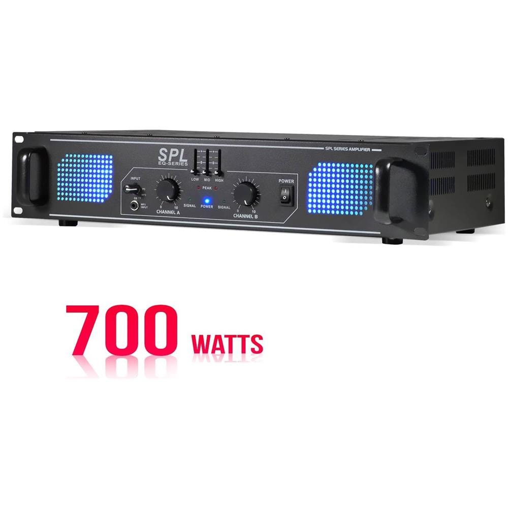 Amplificatore Pa 2 X 350 W Con Equalizzatore A 3 Bande Integrato Led Blu - Skytec Spl700 - Foto 5