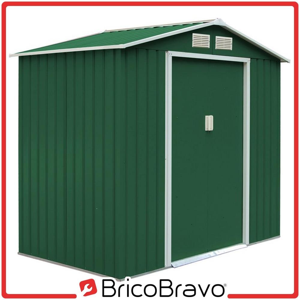 Box Casetta In Lamiera Verde L213xp127xh195cm Porta Attrezzi Giardino - Foto 1