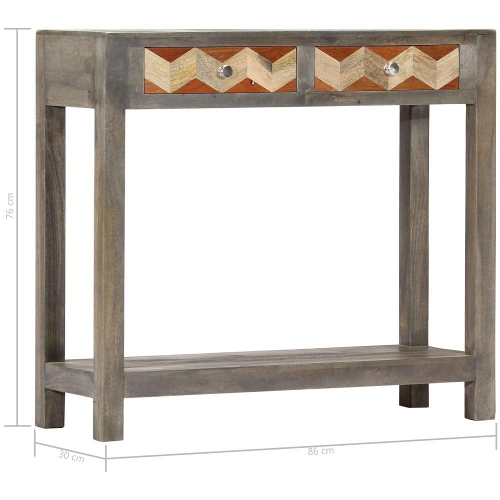 Tavolo Consolle Grigio 86x30x76 Cm In Legno Massello Di Mango - Foto 15