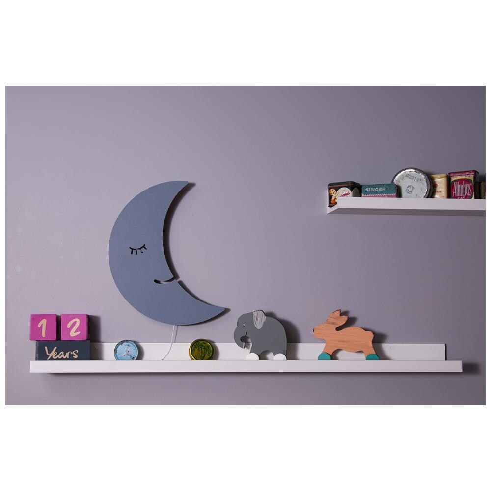 Luci Per Bambini Smiling Moon - Luna, Applique - Per Bambini - Da Cameretta - Grigio In Mdf, 25 X 3 X 40 Cm, 1 X Led Strip, Max 14,4 W, 600lm - Foto 1