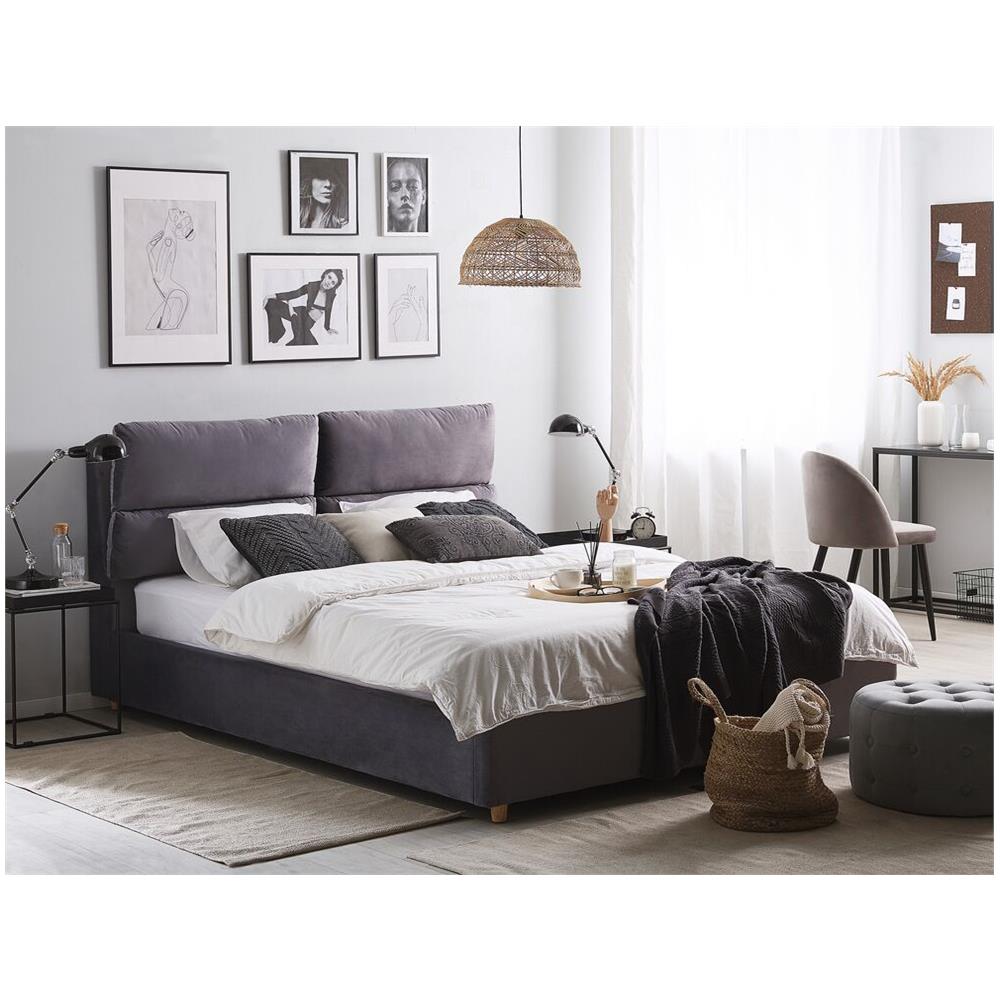 Letto In Tessuto Grigio Con Contenitore 160 X 200 Cm Batilly - Foto 2