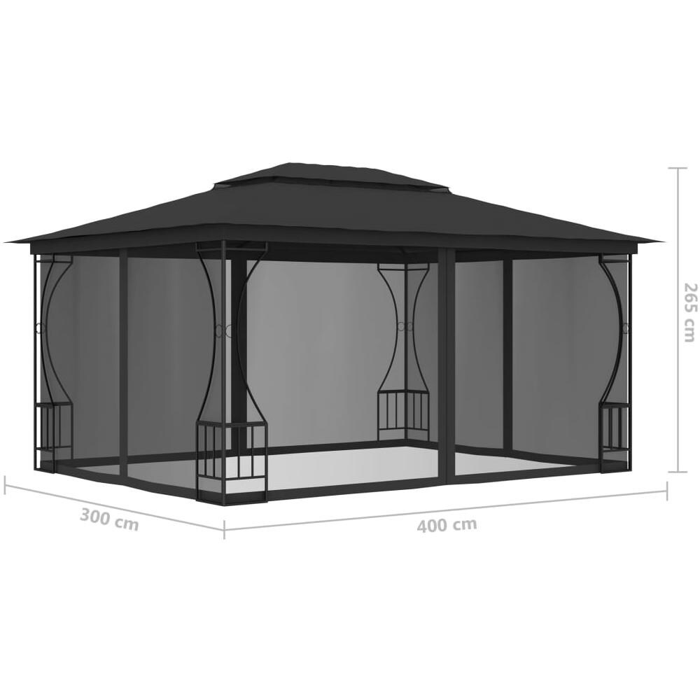 Gazebo con Rete 300x400x265 cm Crema - Foto 12
