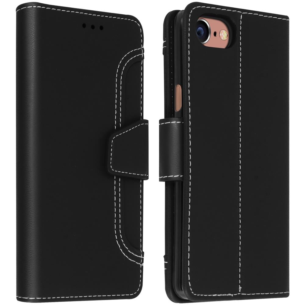 Custodia Iphone Se 2020 / 6 / 6s / 7 / 8 A Portafoglio Funzione Supporto - Nero - Foto 1