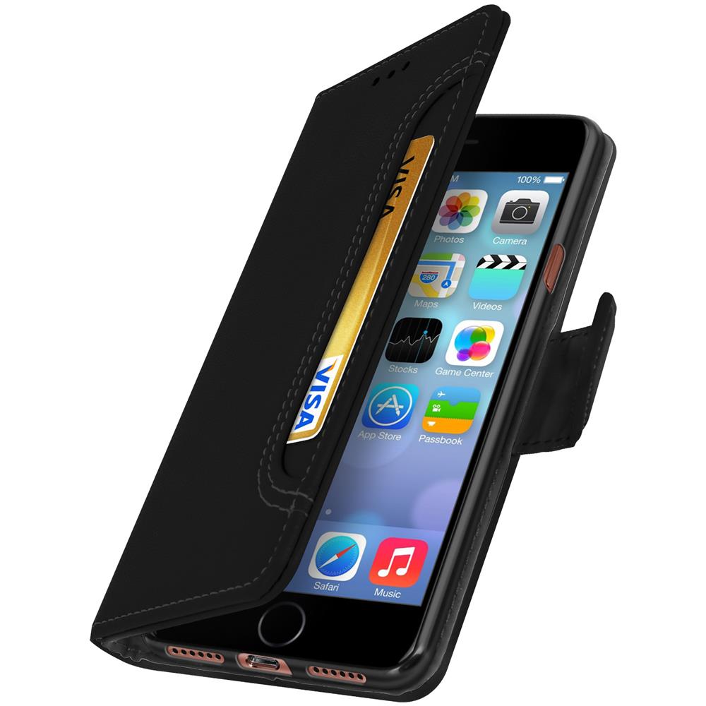 Custodia Iphone Se 2020 / 6 / 6s / 7 / 8 A Portafoglio Funzione Supporto - Nero - Foto 5