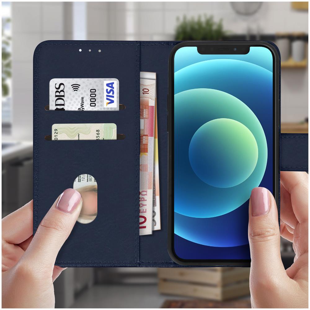 Custodia Iphone 12 / 12 Pro Portadocumenti Funzione Supporto Blu - Foto 5