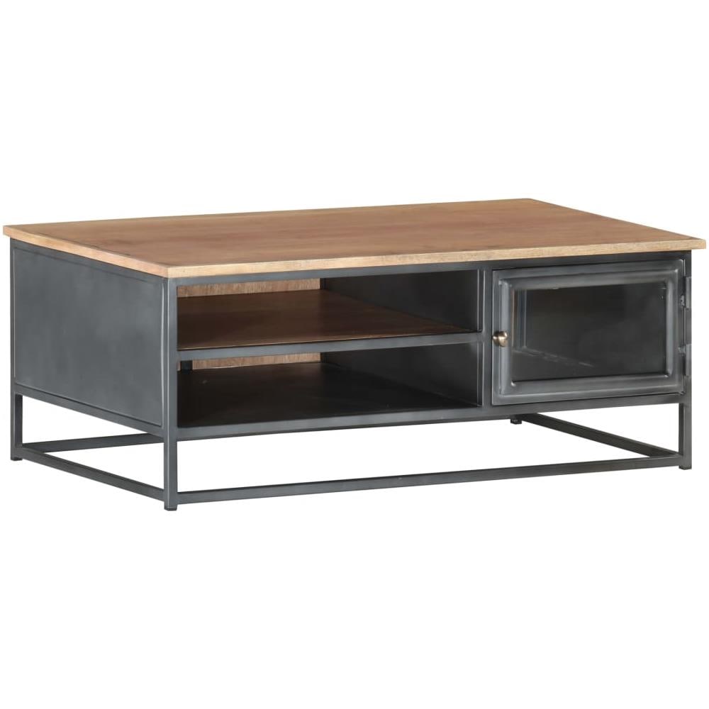 Tavolino Da Salotto Grigio 90x50x35 Cm In Massello Di Acacia - Foto 1