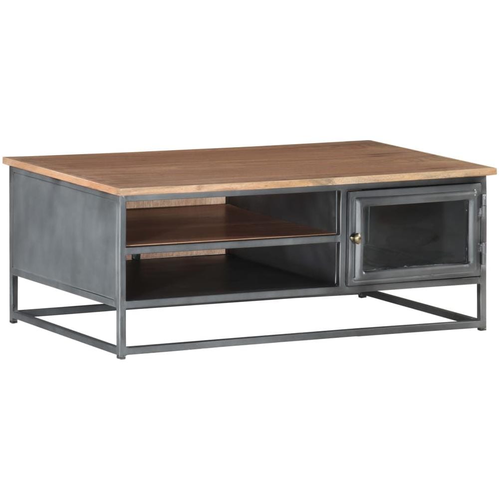Tavolino Da Salotto Grigio 90x50x35 Cm In Massello Di Acacia - Foto 8